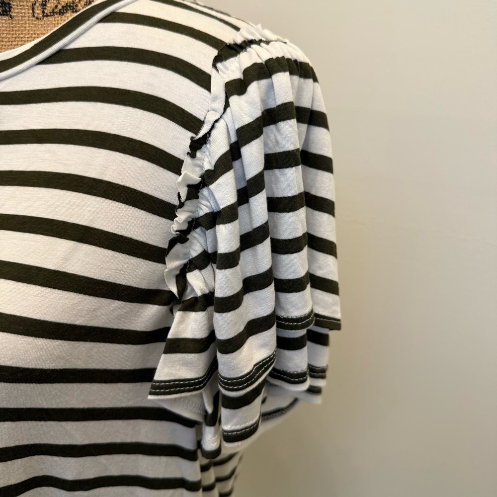 Green Envelope Black and White Striped Tee - Picture 4 of 9
